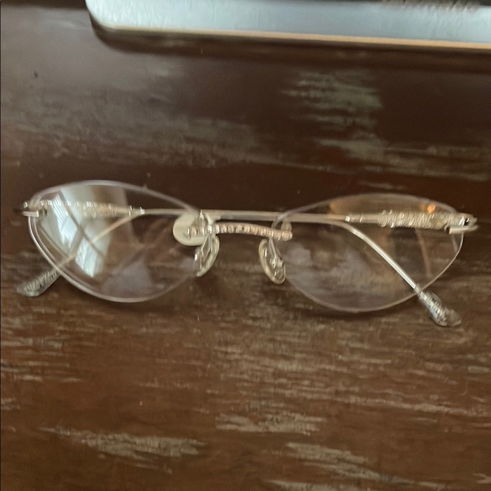 Tiffany Lunettes 23K gold plated T790 C10 silver rimless eyeglasses